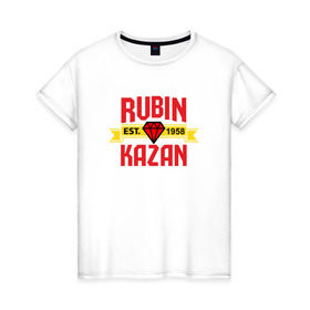 Женская футболка хлопок с принтом Рубин Казань red , 100% хлопок | прямой крой, круглый вырез горловины, длина до линии бедер, слегка спущенное плечо | kazan | rubin | казань | рубин