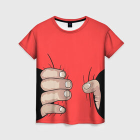Женская футболка 3D с принтом Рука , 100% полиэфир ( синтетическое хлопкоподобное полотно) | прямой крой, круглый вырез горловины, длина до линии бедер | обхват | пальцы | рука | талия