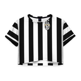 Женская футболка 3D укороченная с принтом Juventus Vidal , 100% полиэстер | круглая горловина, длина футболки до линии талии, рукава с отворотами | football | juventus | vidal | фк | футбол | ювентус