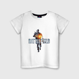 Детская футболка хлопок с принтом Battlefield 4 , 100% хлопок | круглый вырез горловины, полуприлегающий силуэт, длина до линии бедер | логотип battlefield 4bf battlefield