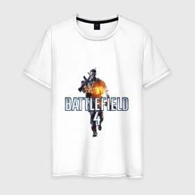 Мужская футболка хлопок с принтом Battlefield 4 , 100% хлопок | прямой крой, круглый вырез горловины, длина до линии бедер, слегка спущенное плечо. | Тематика изображения на принте: логотип battlefield 4bf battlefield