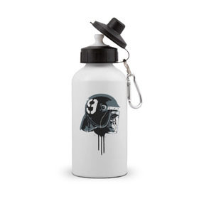 Бутылка спортивная с принтом горилла в шлеме , металл | емкость — 500 мл, в комплекте две пластиковые крышки и карабин для крепления | обезьяна | шимпанзе