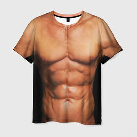 Мужская футболка 3D с принтом Идеальное тело , 100% полиэфир | прямой крой, круглый вырез горловины, длина до линии бедер | Тематика изображения на принте: идеальное | пресс | спорт | тело | торс