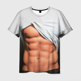 Мужская футболка 3D с принтом Идеальное тело , 100% полиэфир | прямой крой, круглый вырез горловины, длина до линии бедер | Тематика изображения на принте: идеальное | пресс | спорт | тело | торс
