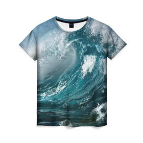 Женская футболка 3D с принтом Волна , 100% полиэфир ( синтетическое хлопкоподобное полотно) | прямой крой, круглый вырез горловины, длина до линии бедер | вода | волны | море | пейзаж