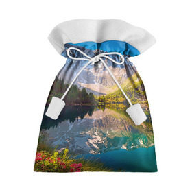 Подарочный 3D мешок с принтом Природа , 100% полиэстер | Размер: 29*39 см | Тематика изображения на принте: горы | облака | озеро | пейзаж