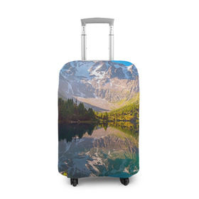 Чехол для чемодана 3D с принтом Природа , 86% полиэфир, 14% спандекс | двустороннее нанесение принта, прорези для ручек и колес | Тематика изображения на принте: горы | облака | озеро | пейзаж