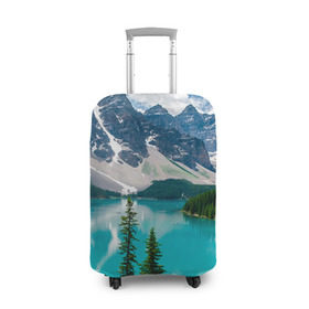 Чехол для чемодана 3D с принтом Озеро , 86% полиэфир, 14% спандекс | двустороннее нанесение принта, прорези для ручек и колес | Тематика изображения на принте: горы | облака | пейзаж