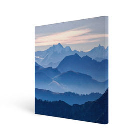 Холст квадратный с принтом Горы , 100% ПВХ |  | горы | облака | пейзаж