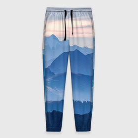 Мужские брюки 3D с принтом Горы , 100% полиэстер | манжеты по низу, эластичный пояс регулируется шнурком, по бокам два кармана без застежек, внутренняя часть кармана из мелкой сетки | горы | облака | пейзаж