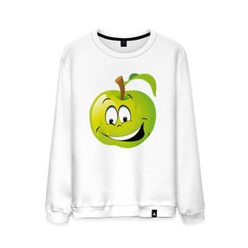 Мужской свитшот хлопок с принтом Яблоко , 100% хлопок |  | смайлик | улыбка | фрукты | яблоко | яблокосмайл