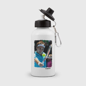 Бутылка спортивная с принтом Роджер Федерер , металл | емкость — 500 мл, в комплекте две пластиковые крышки и карабин для крепления | roger federer | роджер федерер | теннис | чампион