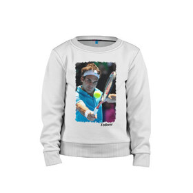 Детский свитшот хлопок с принтом Роджер Федерер , 100% хлопок | круглый вырез горловины, эластичные манжеты, пояс и воротник | roger federer | роджер федерер | теннис | чампион