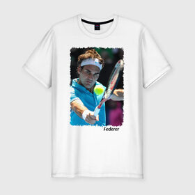 Мужская футболка премиум с принтом Роджер Федерер , 92% хлопок, 8% лайкра | приталенный силуэт, круглый вырез ворота, длина до линии бедра, короткий рукав | roger federer | роджер федерер | теннис | чампион