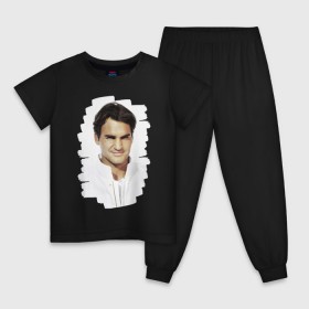 Детская пижама хлопок с принтом Roger Federer , 100% хлопок |  брюки и футболка прямого кроя, без карманов, на брюках мягкая резинка на поясе и по низу штанин
 | roger federer | роджер федерер | теннис | чемпион