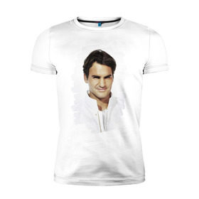 Мужская футболка премиум с принтом Roger Federer , 92% хлопок, 8% лайкра | приталенный силуэт, круглый вырез ворота, длина до линии бедра, короткий рукав | Тематика изображения на принте: roger federer | роджер федерер | теннис | чемпион