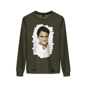 Женский свитшот хлопок с принтом Roger Federer , 100% хлопок | прямой крой, круглый вырез, на манжетах и по низу широкая трикотажная резинка  | roger federer | роджер федерер | теннис | чемпион
