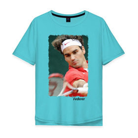 Мужская футболка хлопок Oversize с принтом Роджер Федерер , 100% хлопок | свободный крой, круглый ворот, “спинка” длиннее передней части | Тематика изображения на принте: roger federer | роджер федерер | теннис | чемпион