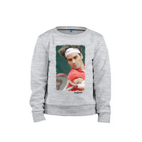 Детский свитшот хлопок с принтом Роджер Федерер , 100% хлопок | круглый вырез горловины, эластичные манжеты, пояс и воротник | roger federer | роджер федерер | теннис | чемпион
