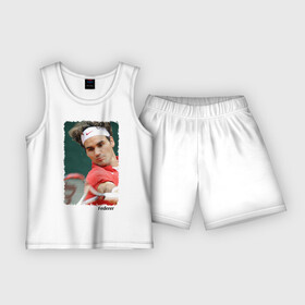 Детская пижама с шортами хлопок с принтом Роджер Федерер ,  |  | roger federer | роджер федерер | теннис | чемпион