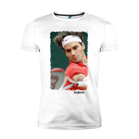 Мужская футболка премиум с принтом Роджер Федерер , 92% хлопок, 8% лайкра | приталенный силуэт, круглый вырез ворота, длина до линии бедра, короткий рукав | roger federer | роджер федерер | теннис | чемпион