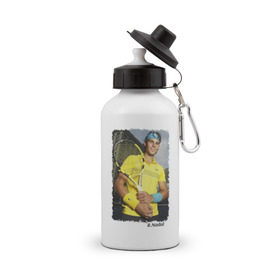 Бутылка спортивная с принтом Рафаэль Надаль , металл | емкость — 500 мл, в комплекте две пластиковые крышки и карабин для крепления | rafael nadal | рафаэль надаль | теннис | чемпион