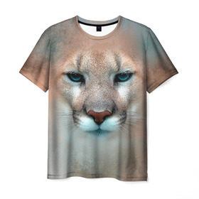 Мужская футболка 3D с принтом Пума , 100% полиэфир | прямой крой, круглый вырез горловины, длина до линии бедер | животные | киса | кошка | пума