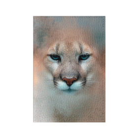 Обложка для паспорта матовая кожа с принтом Пума , натуральная матовая кожа | размер 19,3 х 13,7 см; прозрачные пластиковые крепления | Тематика изображения на принте: животные | киса | кошка | пума