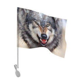 Флаг для автомобиля с принтом Волк , 100% полиэстер | Размер: 30*21 см | волк | животные | злой волк | зубы | оскал