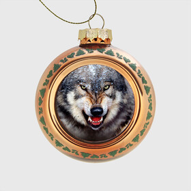 Стеклянный ёлочный шар с принтом Волк , Стекло | Диаметр: 80 мм | волк | животные | злой волк | зубы | оскал