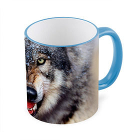 Кружка 3D с принтом Волк , керамика | ёмкость 330 мл | Тематика изображения на принте: волк | животные | злой волк | зубы | оскал