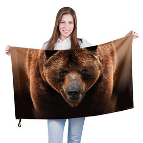 Флаг 3D с принтом Медведь , 100% полиэстер | плотность ткани — 95 г/м2, размер — 67 х 109 см. Принт наносится с одной стороны | бурый | гризли | животные | медведь | мишка
