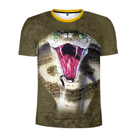 Мужская футболка 3D спортивная с принтом Кобра , 100% полиэстер с улучшенными характеристиками | приталенный силуэт, круглая горловина, широкие плечи, сужается к линии бедра | змея | зубы | кобра