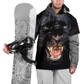 Накидка на куртку 3D с принтом Пантера , 100% полиэстер |  | животные | зубы | киса | киска | кошка | оскал | пантера