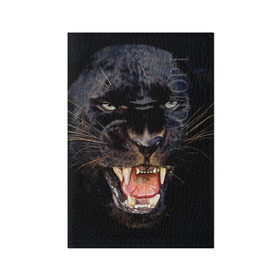 Обложка для паспорта матовая кожа с принтом Пантера , натуральная матовая кожа | размер 19,3 х 13,7 см; прозрачные пластиковые крепления | Тематика изображения на принте: животные | зубы | киса | киска | кошка | оскал | пантера