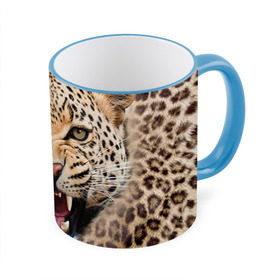 Кружка 3D с принтом Леопард , керамика | ёмкость 330 мл | Тематика изображения на принте: животные | зубы | киса | киска | кошка | леопард | оскал