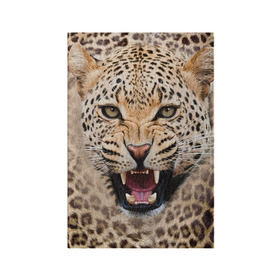 Обложка для паспорта матовая кожа с принтом Леопард , натуральная матовая кожа | размер 19,3 х 13,7 см; прозрачные пластиковые крепления | Тематика изображения на принте: животные | зубы | киса | киска | кошка | леопард | оскал
