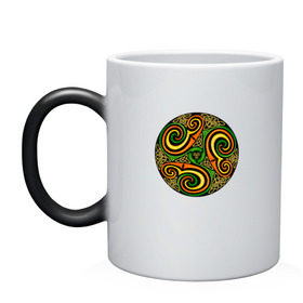 Кружка хамелеон с принтом Кельтская спираль , керамика | меняет цвет при нагревании, емкость 330 мл | кельтская спираль | кельтская спиральспираль | кельты | орнамент