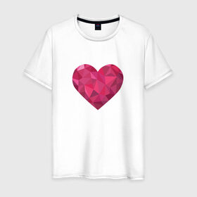 Мужская футболка хлопок с принтом Полигональное сердце , 100% хлопок | прямой крой, круглый вырез горловины, длина до линии бедер, слегка спущенное плечо. | полигональное сердцелюбовь | сердце