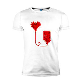 Мужская футболка премиум с принтом Донор крови , 92% хлопок, 8% лайкра | приталенный силуэт, круглый вырез ворота, длина до линии бедра, короткий рукав | Тематика изображения на принте: донор кровидонор | кровь | сердце