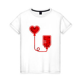 Женская футболка хлопок с принтом Донор крови , 100% хлопок | прямой крой, круглый вырез горловины, длина до линии бедер, слегка спущенное плечо | Тематика изображения на принте: донор кровидонор | кровь | сердце