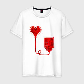 Мужская футболка хлопок с принтом Донор крови , 100% хлопок | прямой крой, круглый вырез горловины, длина до линии бедер, слегка спущенное плечо. | донор кровидонор | кровь | сердце