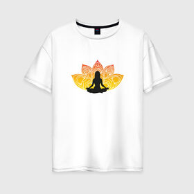 Женская футболка хлопок Oversize с принтом Йога , 100% хлопок | свободный крой, круглый ворот, спущенный рукав, длина до линии бедер
 | йога | йогаумиротворение | спокойствие | фитнес