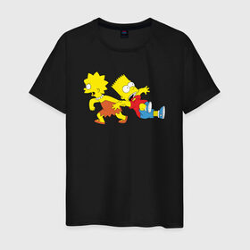 Мужская футболка хлопок с принтом Bart and Lisa , 100% хлопок | прямой крой, круглый вырез горловины, длина до линии бедер, слегка спущенное плечо. | bart and lisa барт и лиза симпсоны simpsons