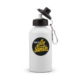 Бутылка спортивная с принтом Radio Los Santos , металл | емкость — 500 мл, в комплекте две пластиковые крышки и карабин для крепления | Тематика изображения на принте: 