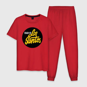 Мужская пижама хлопок с принтом Radio Los Santos , 100% хлопок | брюки и футболка прямого кроя, без карманов, на брюках мягкая резинка на поясе и по низу штанин
 | 
