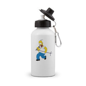 Бутылка спортивная с принтом Homer Rock , металл | емкость — 500 мл, в комплекте две пластиковые крышки и карабин для крепления | homer rock гомер рок simpsons симпсоны