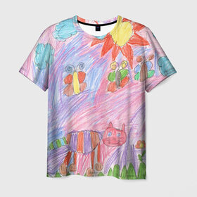Мужская футболка 3D с принтом Детские рисунки , 100% полиэфир | прямой крой, круглый вырез горловины, длина до линии бедер | dg | габбана | детский | дольче | карандаш | картина | мода | рисунок