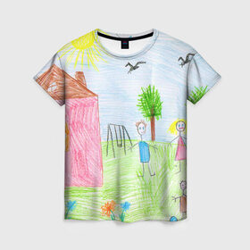 Женская футболка 3D с принтом Детские рисунки , 100% полиэфир ( синтетическое хлопкоподобное полотно) | прямой крой, круглый вырез горловины, длина до линии бедер | dg | габбана | детский | дольче | карандаш | картина | мода | рисунок