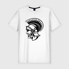 Мужская футболка премиум с принтом Римский воин , 92% хлопок, 8% лайкра | приталенный силуэт, круглый вырез ворота, длина до линии бедра, короткий рукав | Тематика изображения на принте: rome | воин | война | история | римский воинрим | солдат | шлем